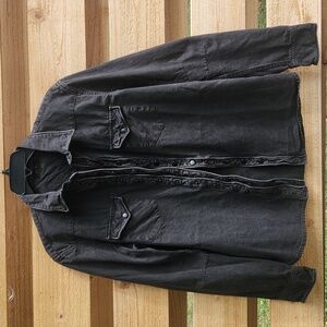 Rogue Shirt Black Denim Rugged Distressed Long Sleeve Cotton sz M